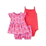 Carter's Child of Mine Baby Girl Shorts Outfit Set, 3-Piece, Sizes 0/3-24 Months